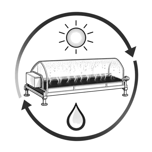 Solar-powered desalination device illustration