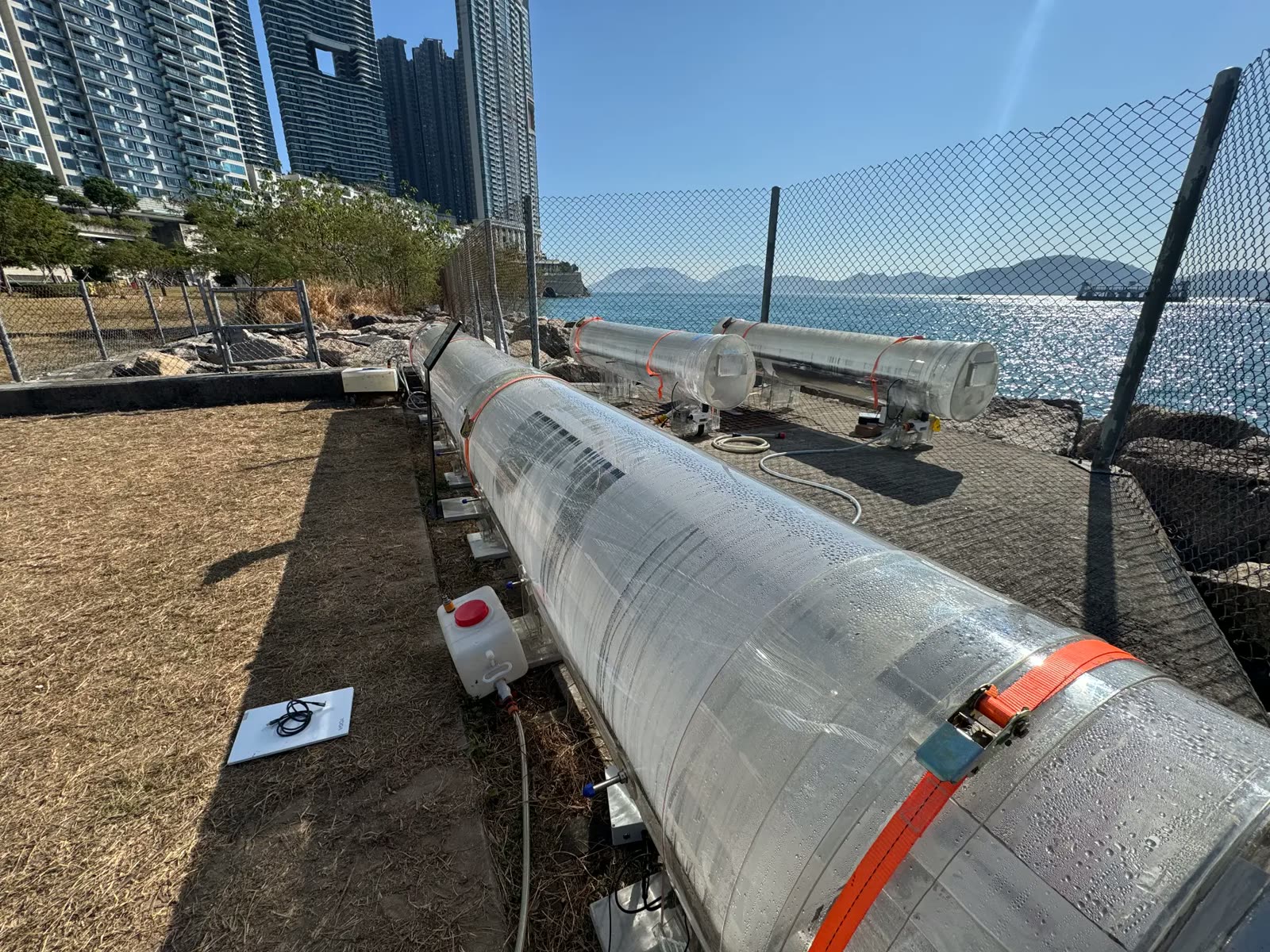ReGen solar desalination units running on the Hong Kong coastline
