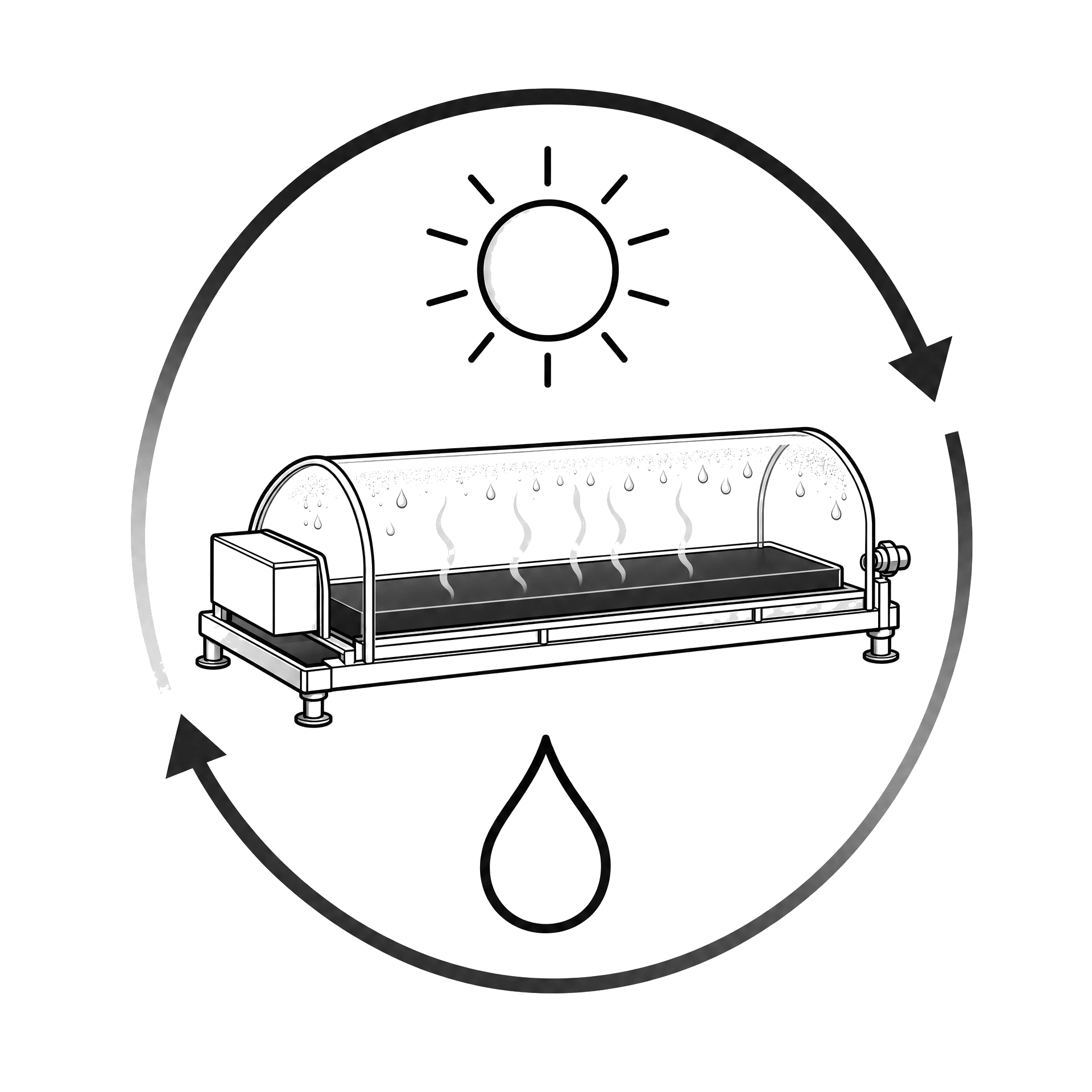 Solar-powered desalination device illustration