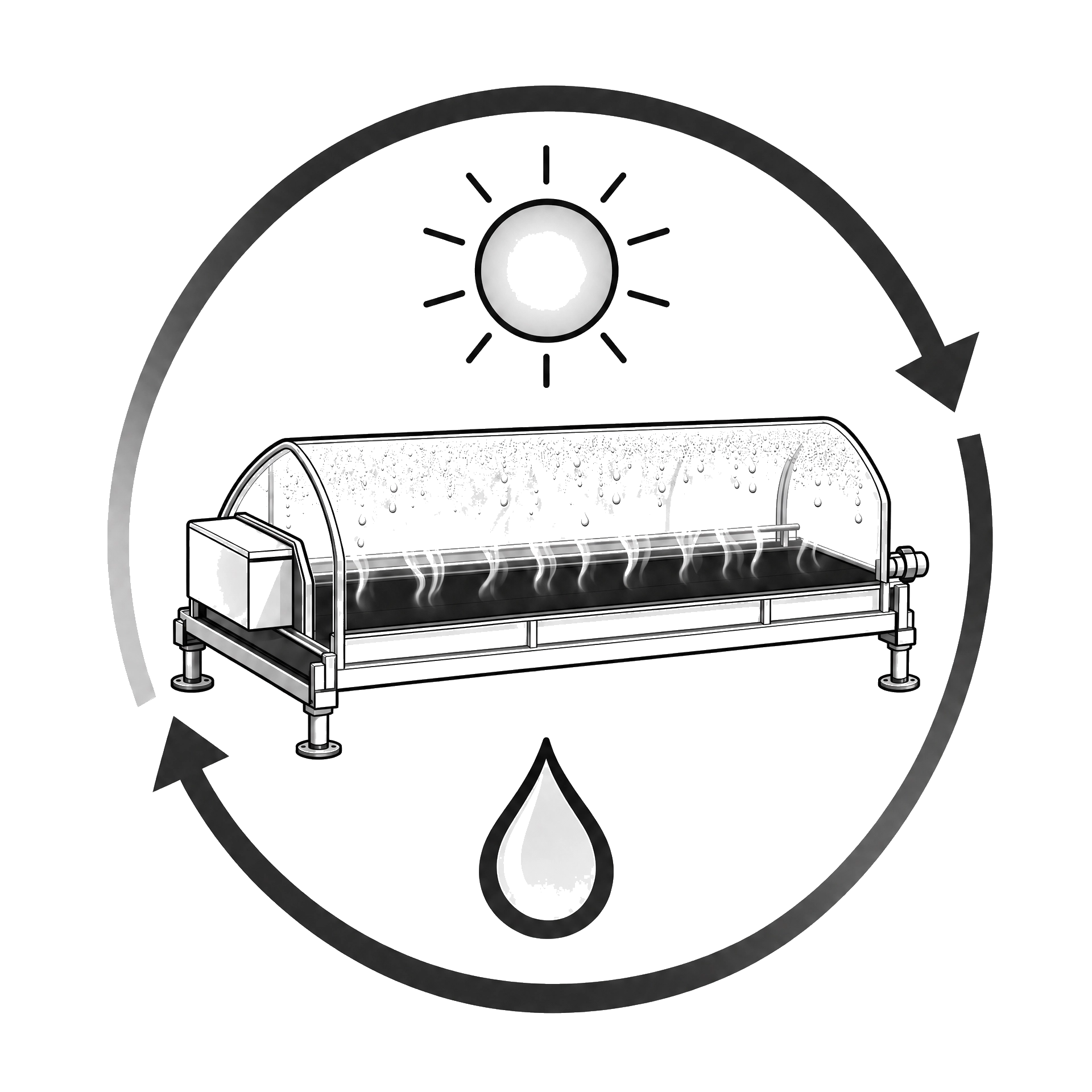 Solar-powered desalination device illustration